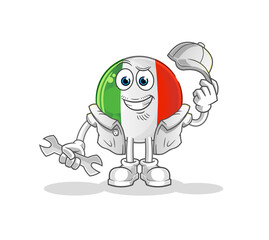 italy flag mechanic cartoon. cartoon mascot vector