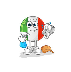 italy flag cleaner vector. cartoon character