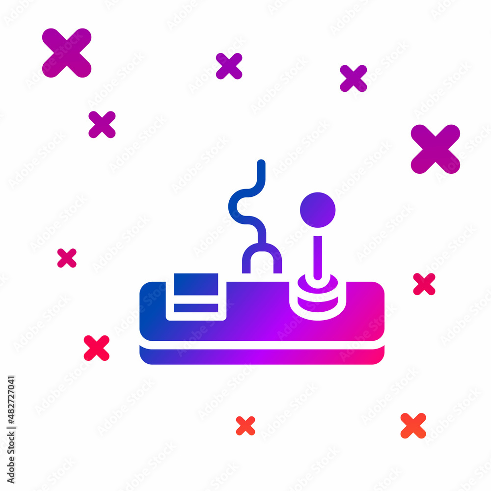 Poster color gamepad icon isolated on white background. game controller. gradient random dynamic shapes. ve