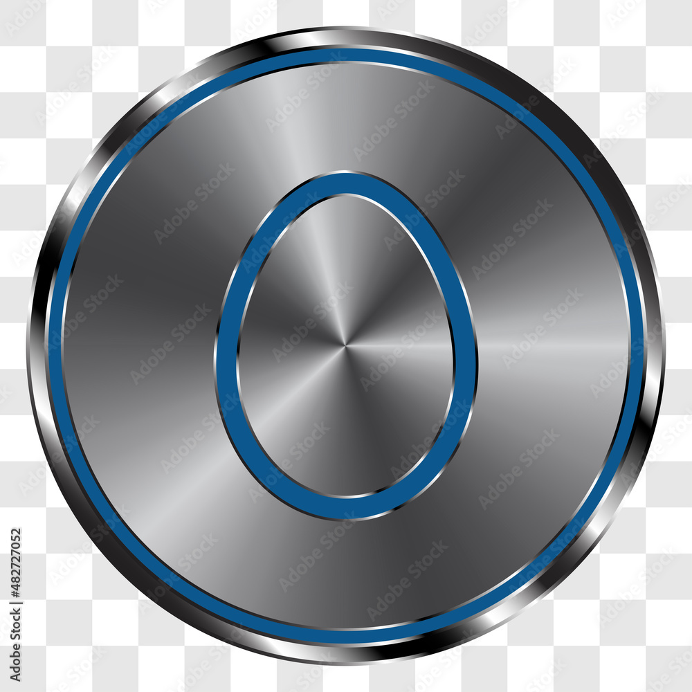 Poster egg simple icon vector on metal round button. transparent grid