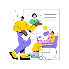 Disabled employment abstract concept vector illustration. Person with disability job, hiring disabled people, company employment policy, inclusivity program, diversity support abstract metaphor.