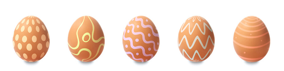 Creative Easter eggs on white background