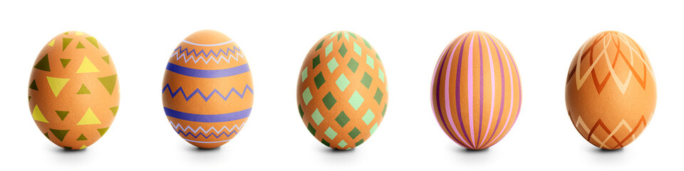 Creative Easter eggs on white background