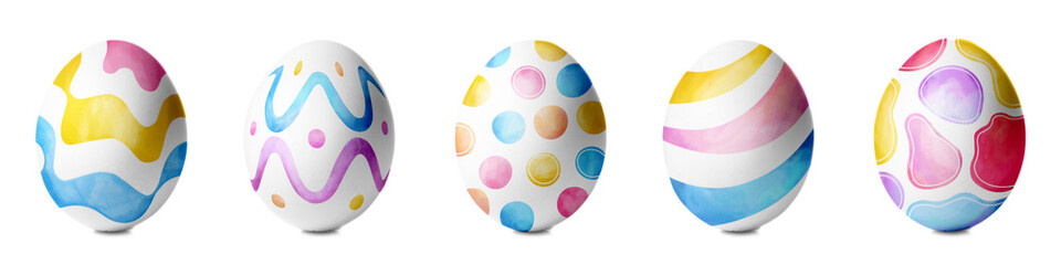 Creative Easter eggs on white background