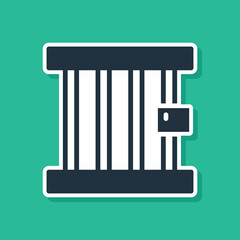 Blue Prison window icon isolated on green background. Vector