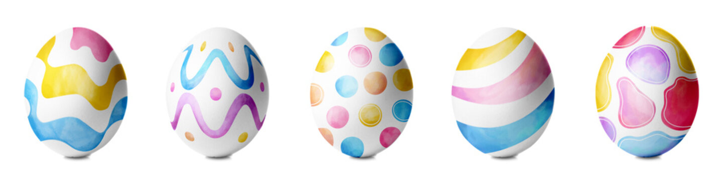 Creative Easter Eggs On White Background