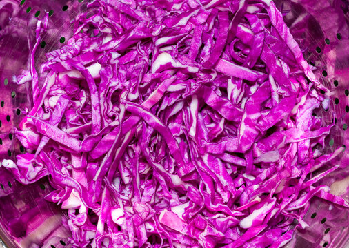 Shredded Purple Cabbage For Background Close-up