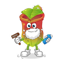 Nepenthes shave facial hair vector. cartoon character