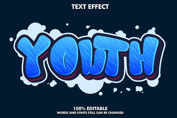 Urban street art graffiti text effects. Editable cartoon text effects with bubble and pattern inside