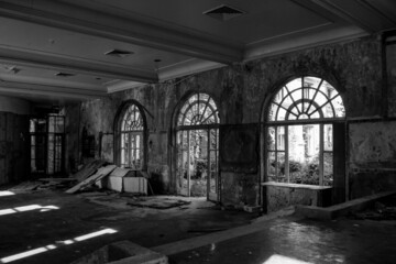 Abandoned former hotel near Dubrovnik, left during Jugoslavian war 1991