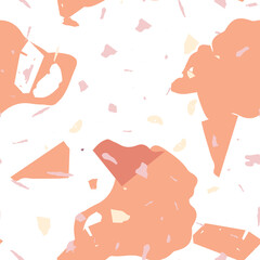 Terrazzo seamless pattern. Orange realistic