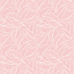 Elegant seamless pattern with delicate leaves. Vector Hand drawn floral background.