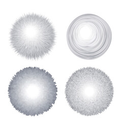 a set of white fur pompoms in a modern style. vector illustration