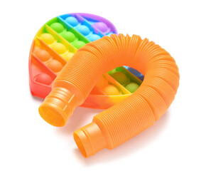 Colorful Pop Tube and Pop it on white background