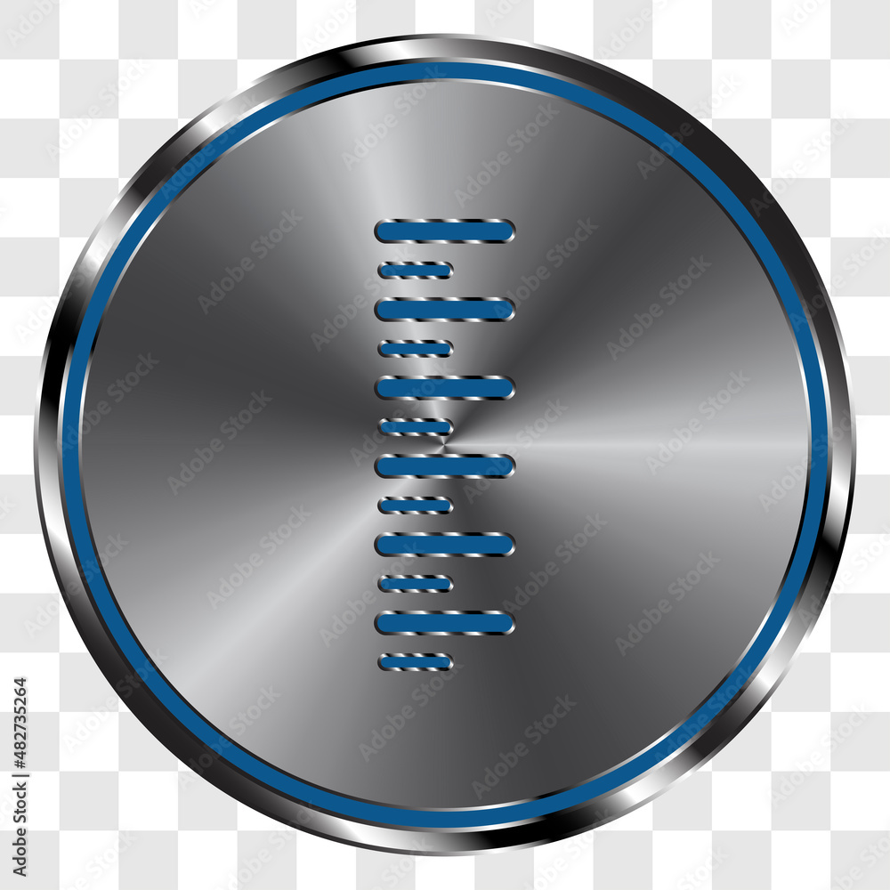 Poster thermometer simple vector icon on metal round button. transparent grid
