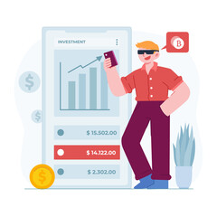 Investment concept vector Illustration idea for landing page template, Deposit profit and wealth growing business, Increase income, cultivate money to fund future business. Hand drawn Flat Style