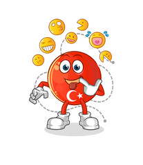 turkish flag laugh and mock character. cartoon mascot vector