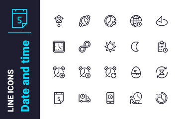 Time management options icons set