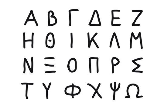greek alphabet. Set of hand drawn doodle greek alphabet. vector illustration