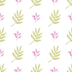 Watercolor leaf seamless pattern