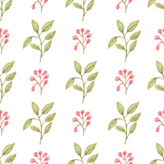 Watercolor leaf seamless pattern