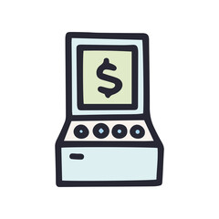 coin operated gaming machine color vector doodle simple icon