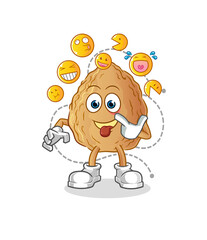 almond laugh and mock character. cartoon mascot vector