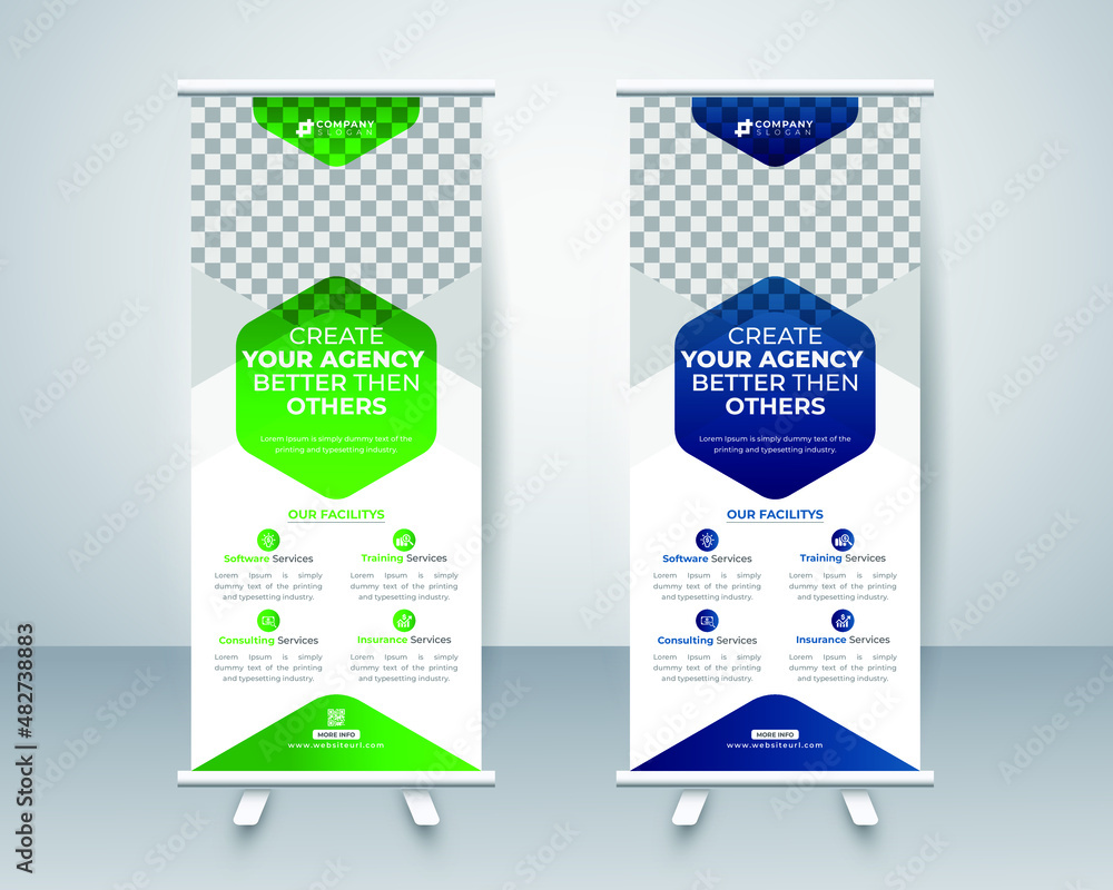 Wall mural modern roll up display standee banner design layout template