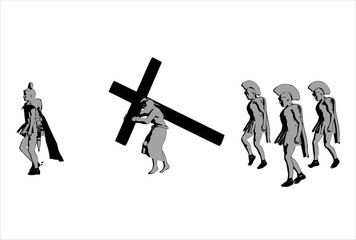Jesus Christ carrying the cross, of  easter symbol, vector illustration