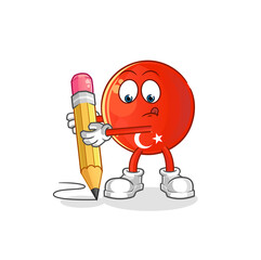 turkish flag write with pencil. cartoon mascot vector