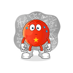 vietnamese flag thinking hard vector. cartoon character