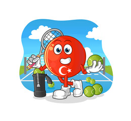 turkish flag plays tennis illustration. character vector