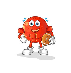 vietnamese flag playing rugby character. cartoon mascot vector