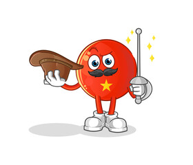vietnamese flag fencer character. cartoon mascot vector
