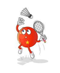 vietnamese flag smash at badminton cartoon. cartoon mascot vector