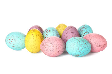 Beautiful painted Easter eggs on white background