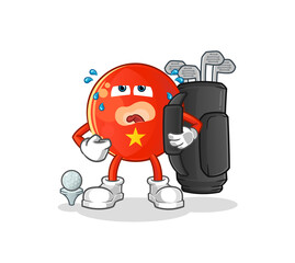 Fototapeta premium vietnamese flag with golf equipment. cartoon mascot vector