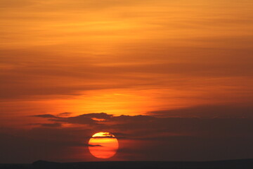 orange sunset over the river