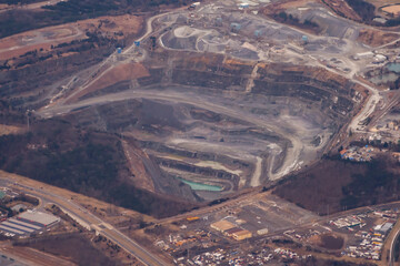 1/22/2022:   Northern Virginia, Virginia, USA:  Aerial view of the Loudoun Quarries in Northern...