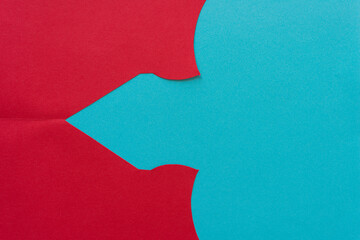 abstract paper background in turquoise blue and deep red - arrow