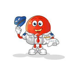 turkish flag pilot mascot. cartoon vector