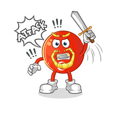 turkish flag knights attack with sword. cartoon mascot vector