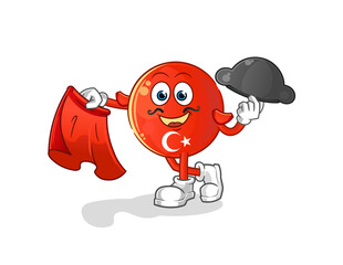 turkish flag matador with red cloth illustration. character vector