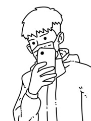 black and white of man cartoon for coloring