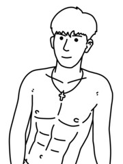 Fototapeta premium black and white of man cartoon for coloring