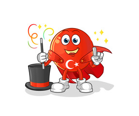 turkish flag magician illustration. character vector