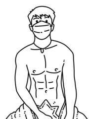 black and white of man cartoon for coloring