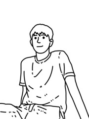 black and white of man cartoon for coloring