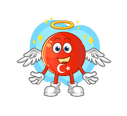 turkish flag angel with wings vector. cartoon character