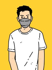 cute man cartoon on yellow background
